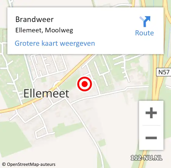 Locatie op kaart van de 112 melding: Brandweer Ellemeet, Moolweg op 11 juni 2023 12:35