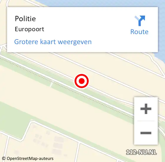 Locatie op kaart van de 112 melding: Politie Europoort op 11 juni 2023 12:46