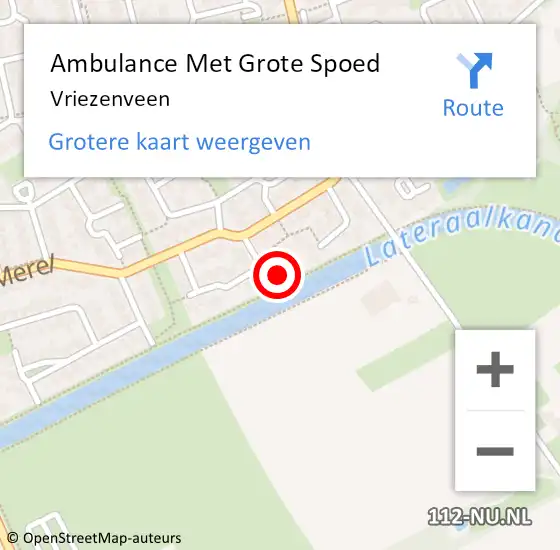 Locatie op kaart van de 112 melding: Ambulance Met Grote Spoed Naar Vriezenveen op 11 juni 2023 12:53