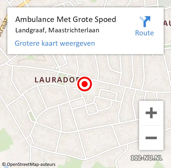 Locatie op kaart van de 112 melding: Ambulance Met Grote Spoed Naar Landgraaf, Maastrichterlaan op 28 augustus 2014 14:59