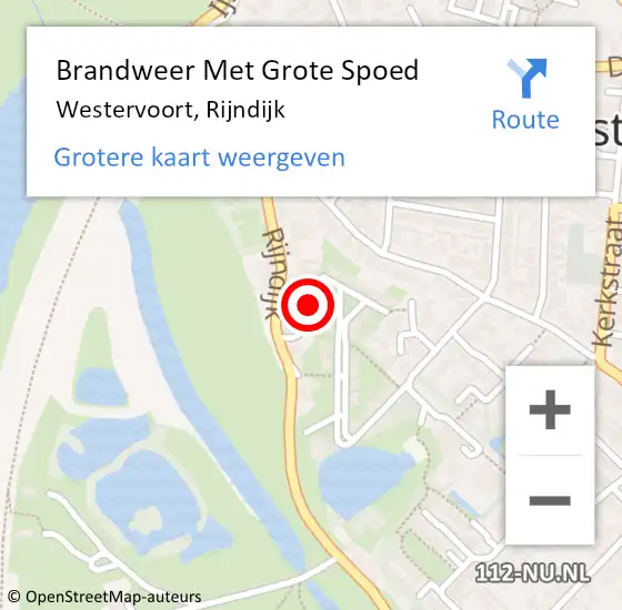 Locatie op kaart van de 112 melding: Brandweer Met Grote Spoed Naar Westervoort, Rijndijk op 11 juni 2023 12:59