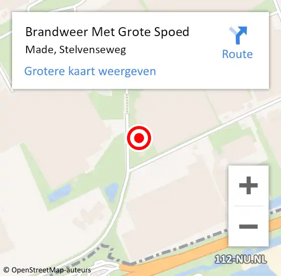 Locatie op kaart van de 112 melding: Brandweer Met Grote Spoed Naar Made, Stelvenseweg op 11 juni 2023 13:13