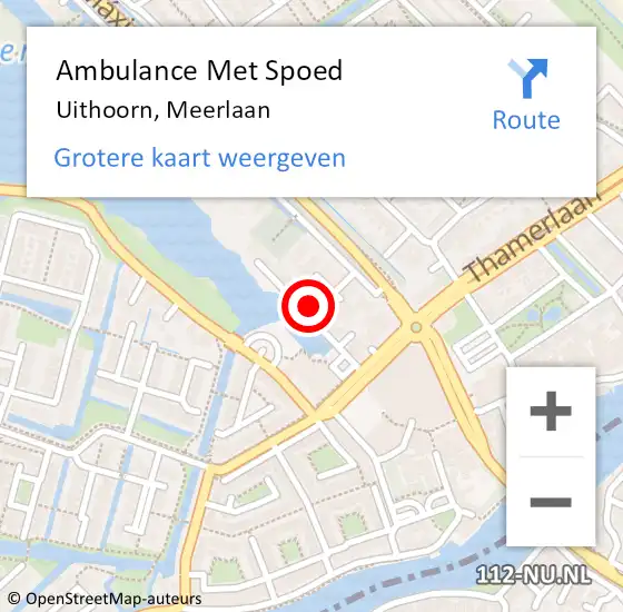 Locatie op kaart van de 112 melding: Ambulance Met Spoed Naar Uithoorn, Meerlaan op 11 juni 2023 13:18