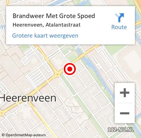 Locatie op kaart van de 112 melding: Brandweer Met Grote Spoed Naar Heerenveen, Atalantastraat op 11 juni 2023 13:28