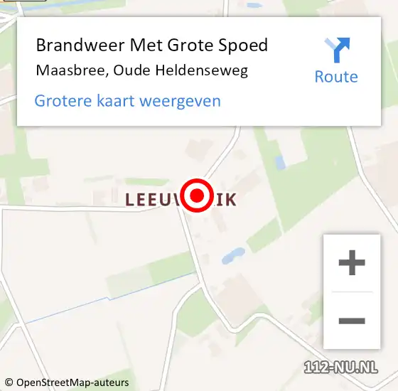 Locatie op kaart van de 112 melding: Brandweer Met Grote Spoed Naar Maasbree, Oude Heldenseweg op 11 juni 2023 13:35