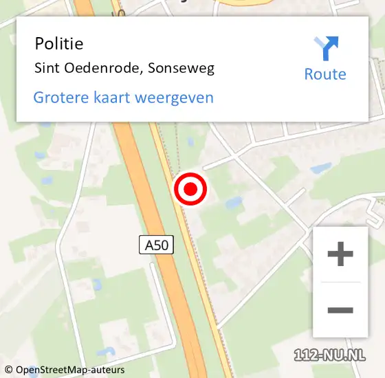Locatie op kaart van de 112 melding: Politie Sint Oedenrode, Sonseweg op 11 juni 2023 13:44