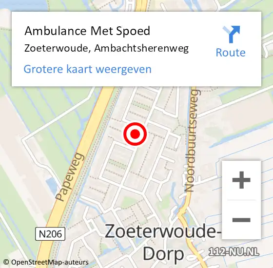 Locatie op kaart van de 112 melding: Ambulance Met Spoed Naar Zoeterwoude, Ambachtsherenweg op 11 juni 2023 13:50