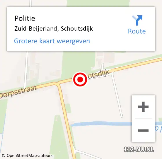 Locatie op kaart van de 112 melding: Politie Zuid-Beijerland, Schoutsdijk op 11 juni 2023 13:50