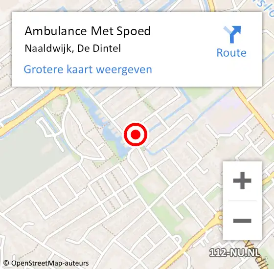 Locatie op kaart van de 112 melding: Ambulance Met Spoed Naar Naaldwijk, De Dintel op 11 juni 2023 13:54