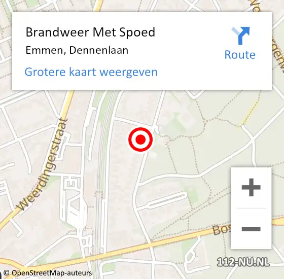 Locatie op kaart van de 112 melding: Brandweer Met Spoed Naar Emmen, Dennenlaan op 11 juni 2023 14:05