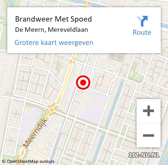 Locatie op kaart van de 112 melding: Brandweer Met Spoed Naar De Meern, Mereveldlaan op 11 juni 2023 14:08