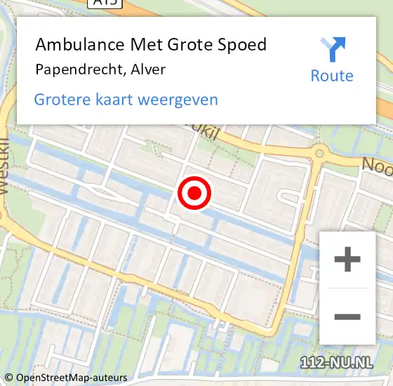 Locatie op kaart van de 112 melding: Ambulance Met Grote Spoed Naar Papendrecht, Alver op 11 juni 2023 14:15