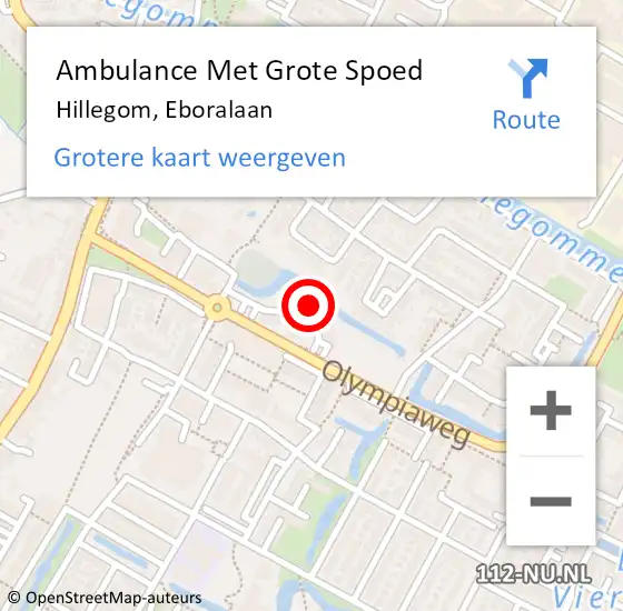 Locatie op kaart van de 112 melding: Ambulance Met Grote Spoed Naar Hillegom, Eboralaan op 11 juni 2023 14:16