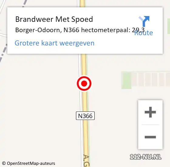 Locatie op kaart van de 112 melding: Brandweer Met Spoed Naar Borger-Odoorn, N366 hectometerpaal: 29,3 op 11 juni 2023 14:41