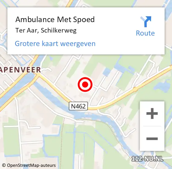 Locatie op kaart van de 112 melding: Ambulance Met Spoed Naar Ter Aar, Schilkerweg op 11 juni 2023 14:48