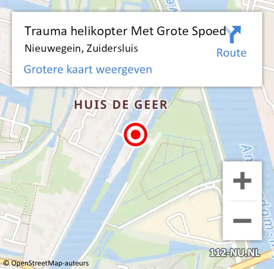 Locatie op kaart van de 112 melding: Trauma helikopter Met Grote Spoed Naar Nieuwegein, Zuidersluis op 11 juni 2023 14:52