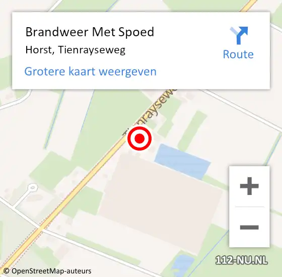 Locatie op kaart van de 112 melding: Brandweer Met Spoed Naar Horst, Tienrayseweg op 11 juni 2023 15:04