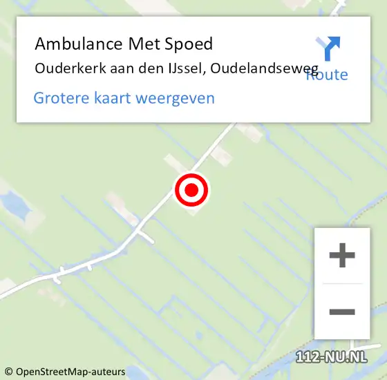 Locatie op kaart van de 112 melding: Ambulance Met Spoed Naar Ouderkerk aan den IJssel, Oudelandseweg op 11 juni 2023 15:09