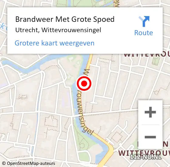 Locatie op kaart van de 112 melding: Brandweer Met Grote Spoed Naar Utrecht, Wittevrouwensingel op 11 juni 2023 15:14