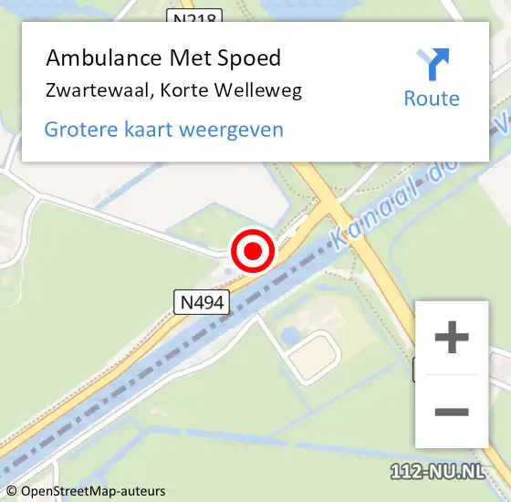 Locatie op kaart van de 112 melding: Ambulance Met Spoed Naar Zwartewaal, Korte Welleweg op 11 juni 2023 15:19