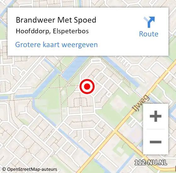 Locatie op kaart van de 112 melding: Brandweer Met Spoed Naar Hoofddorp, Elspeterbos op 11 juni 2023 15:32