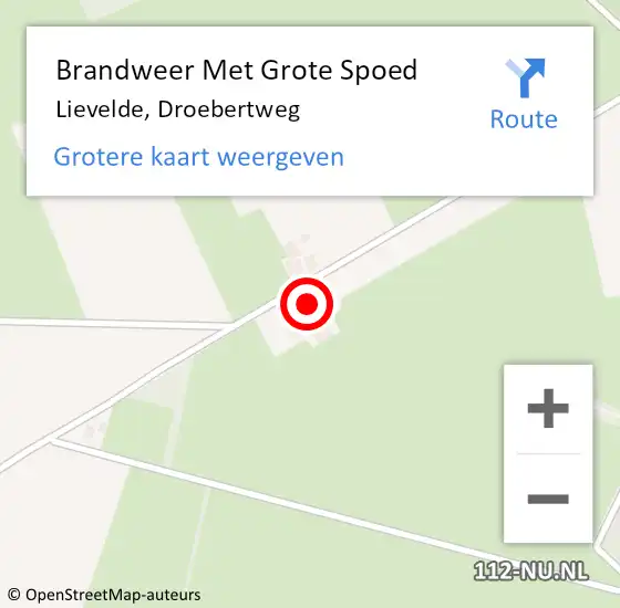 Locatie op kaart van de 112 melding: Brandweer Met Grote Spoed Naar Lievelde, Droebertweg op 28 augustus 2014 15:19