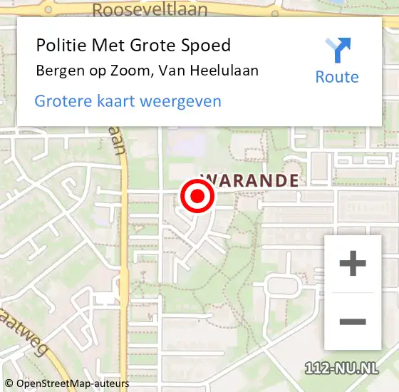 Locatie op kaart van de 112 melding: Politie Met Grote Spoed Naar Bergen op Zoom, Van Heelulaan op 11 juni 2023 15:38