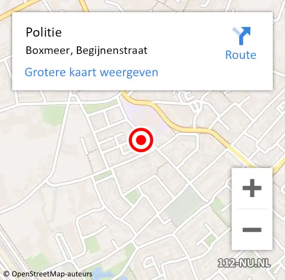 Locatie op kaart van de 112 melding: Politie Boxmeer, Begijnenstraat op 11 juni 2023 15:42