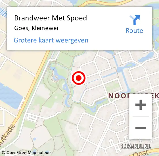 Locatie op kaart van de 112 melding: Brandweer Met Spoed Naar Goes, Kleinewei op 11 juni 2023 15:43