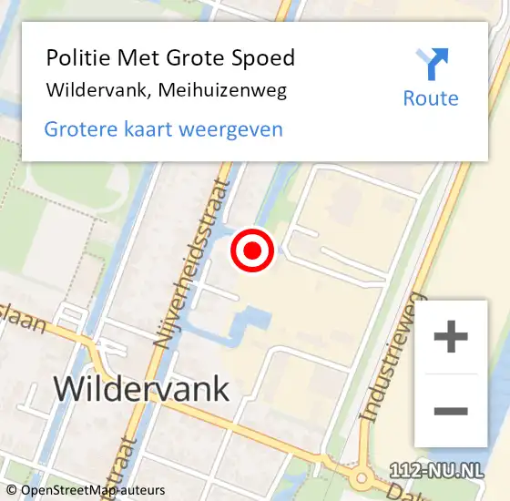 Locatie op kaart van de 112 melding: Politie Met Grote Spoed Naar Wildervank, Meihuizenweg op 11 juni 2023 16:00