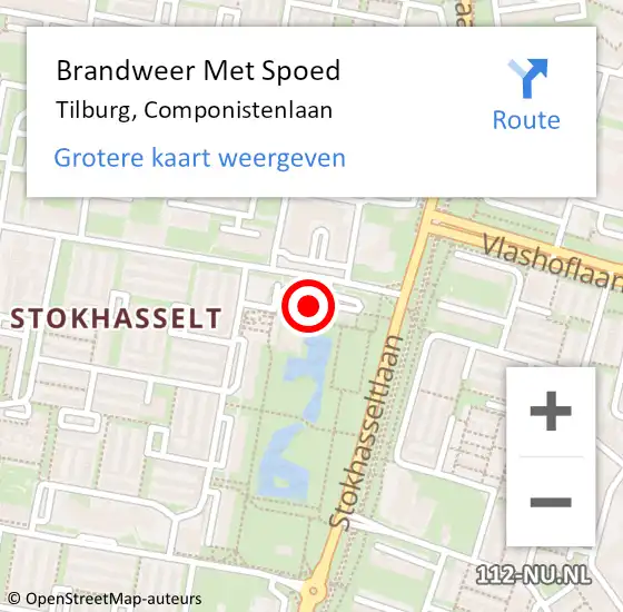 Locatie op kaart van de 112 melding: Brandweer Met Spoed Naar Tilburg, Componistenlaan op 11 juni 2023 16:09