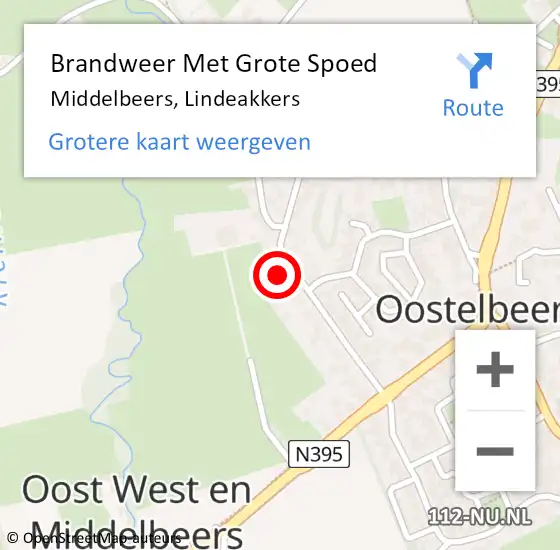 Locatie op kaart van de 112 melding: Brandweer Met Grote Spoed Naar Middelbeers, Lindeakkers op 11 juni 2023 16:19