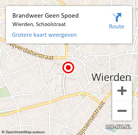 Locatie op kaart van de 112 melding: Brandweer Geen Spoed Naar Wierden, Schoolstraat op 11 juni 2023 16:29