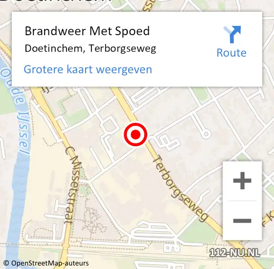 Locatie op kaart van de 112 melding: Brandweer Met Spoed Naar Doetinchem, Terborgseweg op 11 juni 2023 16:31
