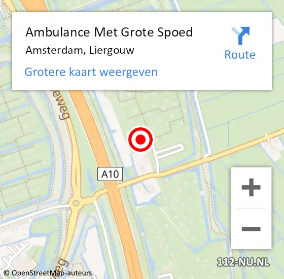 Locatie op kaart van de 112 melding: Ambulance Met Grote Spoed Naar Amsterdam, Liergouw op 11 juni 2023 16:55