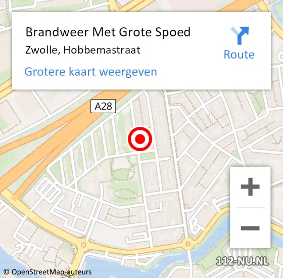 Locatie op kaart van de 112 melding: Brandweer Met Grote Spoed Naar Zwolle, Hobbemastraat op 11 juni 2023 17:00