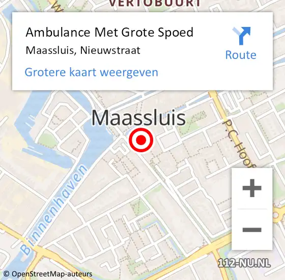 Locatie op kaart van de 112 melding: Ambulance Met Grote Spoed Naar Maassluis, Nieuwstraat op 11 juni 2023 17:02