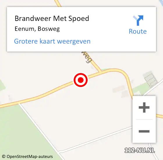Locatie op kaart van de 112 melding: Brandweer Met Spoed Naar Eenum, Bosweg op 28 augustus 2014 15:27