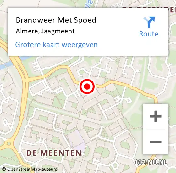 Locatie op kaart van de 112 melding: Brandweer Met Spoed Naar Almere, Jaagmeent op 11 juni 2023 17:31