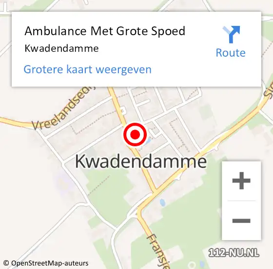 Locatie op kaart van de 112 melding: Ambulance Met Grote Spoed Naar Kwadendamme op 11 juni 2023 17:39
