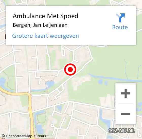 Locatie op kaart van de 112 melding: Ambulance Met Spoed Naar Bergen, Jan Leijenlaan op 11 juni 2023 18:02