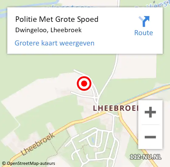Locatie op kaart van de 112 melding: Politie Met Grote Spoed Naar Dwingeloo, Lheebroek op 11 juni 2023 18:07