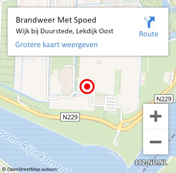 Locatie op kaart van de 112 melding: Brandweer Met Spoed Naar Wijk bij Duurstede, Lekdijk Oost op 11 juni 2023 18:18