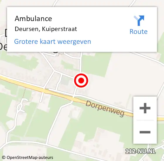 Locatie op kaart van de 112 melding: Ambulance Deursen, Kuiperstraat op 11 juni 2023 18:24