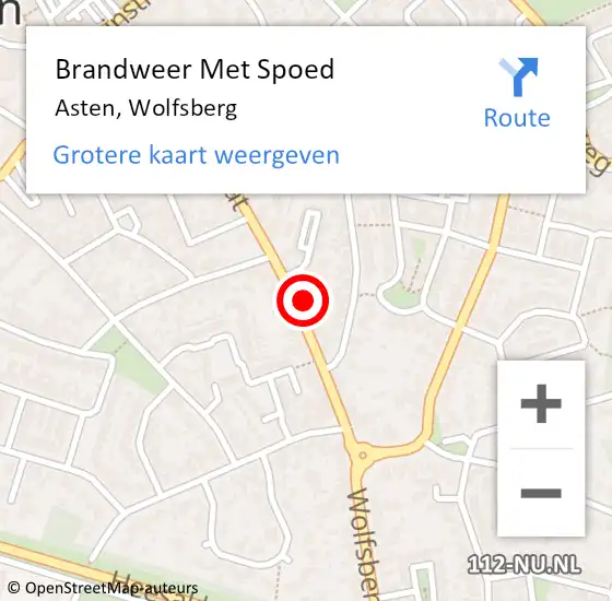 Locatie op kaart van de 112 melding: Brandweer Met Spoed Naar Asten, Wolfsberg op 11 juni 2023 18:26