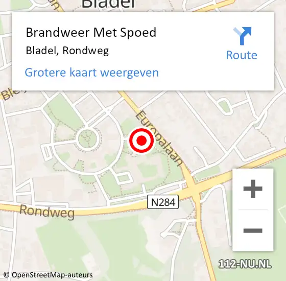 Locatie op kaart van de 112 melding: Brandweer Met Spoed Naar Bladel, Rondweg op 11 juni 2023 18:27