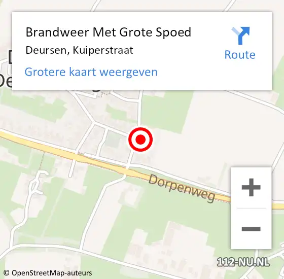 Locatie op kaart van de 112 melding: Brandweer Met Grote Spoed Naar Deursen, Kuiperstraat op 11 juni 2023 18:30