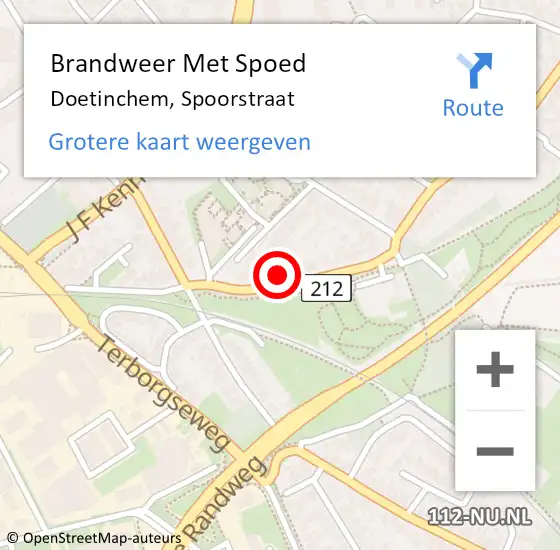 Locatie op kaart van de 112 melding: Brandweer Met Spoed Naar Doetinchem, Spoorstraat op 11 juni 2023 18:35