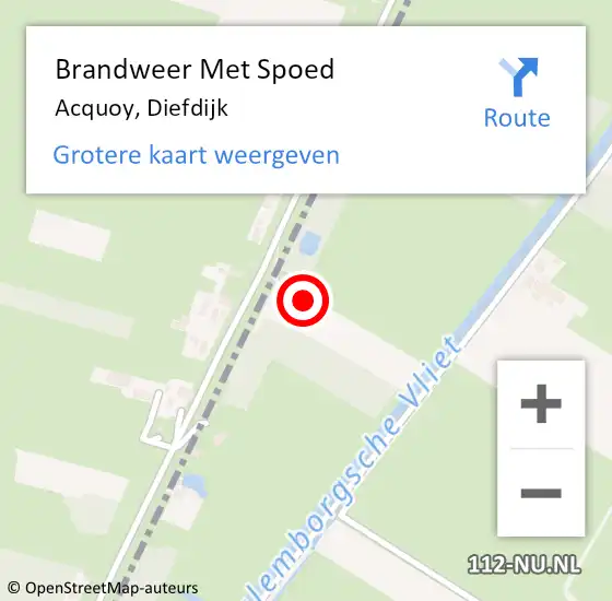 Locatie op kaart van de 112 melding: Brandweer Met Spoed Naar Acquoy, Diefdijk op 11 juni 2023 18:43