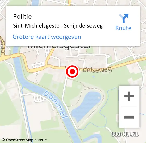 Locatie op kaart van de 112 melding: Politie Sint-Michielsgestel, Schijndelseweg op 11 juni 2023 18:48